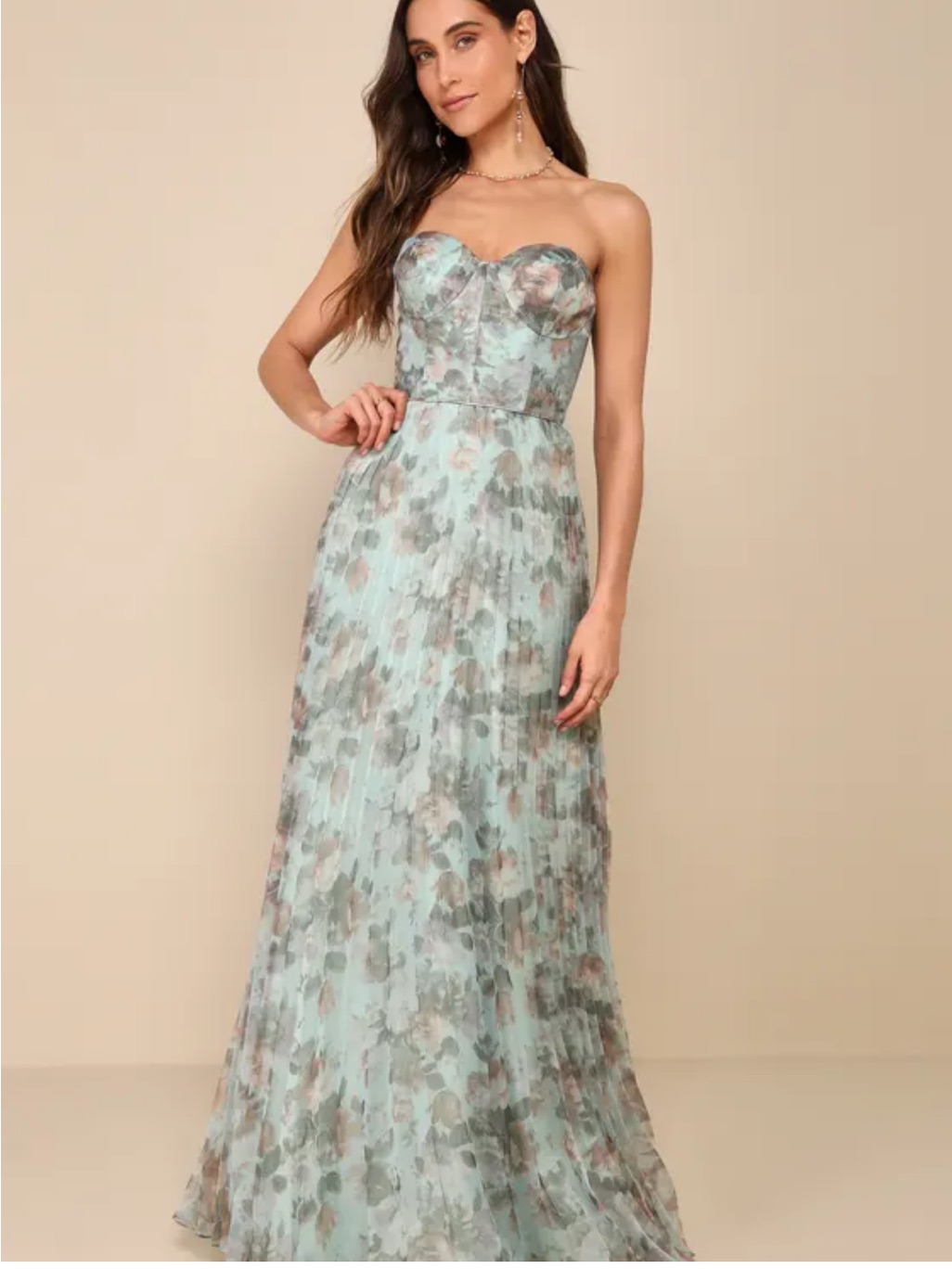 Lulu’s Most Perfect Day Sage Floral Organza Corset Dress